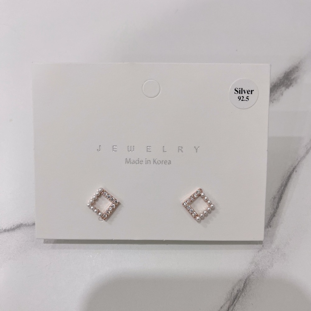 Rose Gold Diamonds Earrings-Sterling Silver